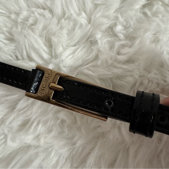 Escada Black Leather Belt with Gold Buckle Size 40 main image 15